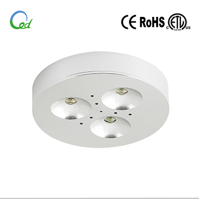 LED cabinet light, LED puck light, LED furniture light, 12V DC, 24V DC, 3W, surface mounted or recessed mounted