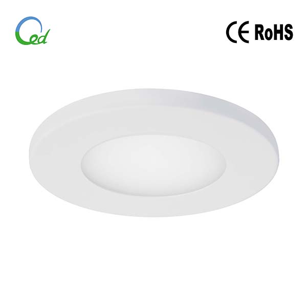 7W round versatile LED ceiling light, 24V DC, CCT adjustable through DIP switch, with changeable trim ring, surface mounted or recessed mounted